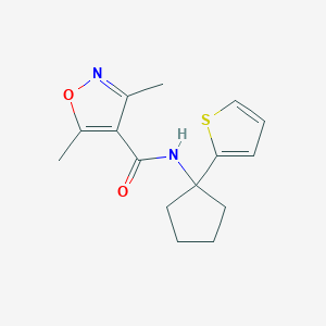 molecular formula C15H18N2O2S B2466264 3,5-dimethyl-N-(1-(thiophen-2-yl)cyclopentyl)isoxazole-4-carboxamide CAS No. 2034588-91-3