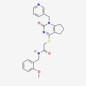 molecular formula C23H24N4O3S B2466271 N-(2-methoxybenzyl)-2-((2-oxo-1-(pyridin-3-ylmethyl)-2,5,6,7-tetrahydro-1H-cyclopenta[d]pyrimidin-4-yl)thio)acetamide CAS No. 899986-77-7