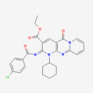 (Z)-ethyl 2-((4-chlorobenzoyl)imino)-1-cyclohexyl-5-oxo-2,5-dihydro-1H-dipyrido[1,2-a:2',3'-d]pyrimidine-3-carboxylate