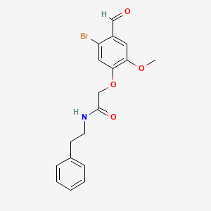 molecular formula C18H18BrNO4 B2466291 2-(5-溴-4-甲酰-2-甲氧基苯氧基)-N-(2-苯乙基)乙酰胺 CAS No. 486993-08-2