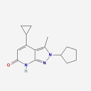 molecular formula C15H19N3O B2466301 2-Cyclopentyl-4-cyclopropyl-3-methyl-2H-pyrazolo[3,4-b]pyridin-6(7H)-one CAS No. 1018126-57-2