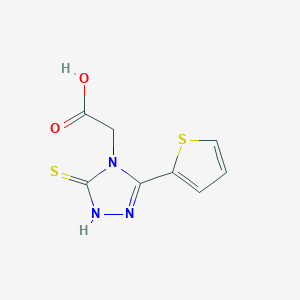 molecular formula C8H7N3O2S2 B2466310 2-[3-sulfanyl-5-(thiophen-2-yl)-4H-1,2,4-triazol-4-yl]acetic acid CAS No. 660417-26-5
