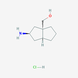 molecular formula C9H18ClNO B2466317 rac-[(2R,3aS,6aS)-2-amino-octahydropentalen-3a-yl]methanol hydrochloride CAS No. 2174007-57-7