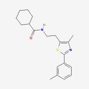 molecular formula C20H26N2OS B2466319 N-(2-(4-甲基-2-(间甲苯基)噻唑-5-基)乙基)环己烷甲酰胺 CAS No. 869070-22-4