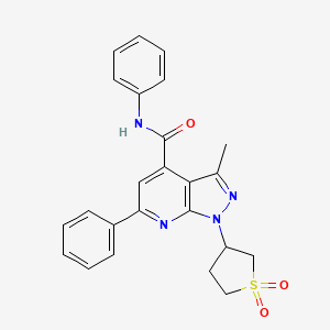 molecular formula C24H22N4O3S B2466323 1-(1,1-dioxidotetrahydrothiophen-3-yl)-3-methyl-N,6-diphenyl-1H-pyrazolo[3,4-b]pyridine-4-carboxamide CAS No. 1021249-72-8