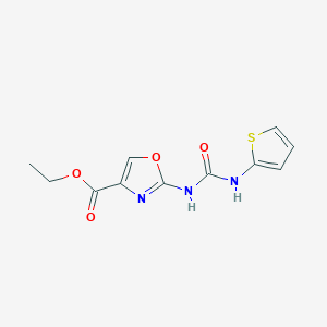 molecular formula C11H11N3O4S B2466339 2-(3-(噻吩-2-基)脲基)恶唑-4-羧酸乙酯 CAS No. 1203073-16-8