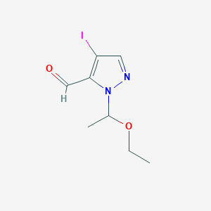 molecular formula C8H11IN2O2 B2466366 1-(1-Ethoxyethyl)-4-iodo-1H-pyrazole-5-carbaldehyde CAS No. 1639858-85-7