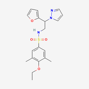 molecular formula C19H23N3O4S B2466371 4-乙氧基-N-(2-(呋喃-2-基)-2-(1H-吡唑-1-基)乙基)-3,5-二甲基苯磺酰胺 CAS No. 2034567-41-2