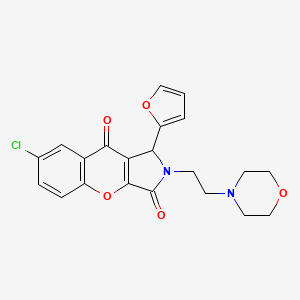 molecular formula C21H19ClN2O5 B2466372 7-氯-1-(呋喃-2-基)-2-(2-吗啉乙基)-1,2-二氢色烯并[2,3-c]吡咯-3,9-二酮 CAS No. 874397-49-6