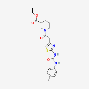 molecular formula C21H26N4O4S B2466377 ethyl 1-[2-(2-{[(4-methylphenyl)carbamoyl]amino}-1,3-thiazol-4-yl)acetyl]piperidine-3-carboxylate CAS No. 921486-67-1