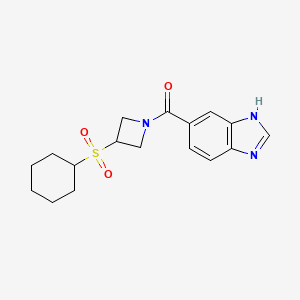 molecular formula C17H21N3O3S B2466381 （1H-苯并[d]咪唑-5-基）（3-（环己基磺酰基）氮杂环丁-1-基）甲苯酮 CAS No. 1706387-19-0