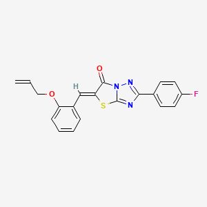 molecular formula C20H14FN3O2S B2466382 (Z)-5-(2-(烯丙氧基)苄叉亚甲基)-2-(4-氟苯基)噻唑并[3,2-b][1,2,4]三唑-6(5H)-酮 CAS No. 587008-68-2