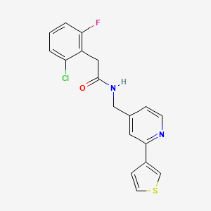 molecular formula C18H14ClFN2OS B2466388 2-(2-chloro-6-fluorophenyl)-N-((2-(thiophen-3-yl)pyridin-4-yl)methyl)acetamide CAS No. 2034581-24-1