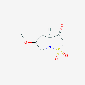 molecular formula C7H11NO4S B2466390 (3As,5S)-5-甲氧基-1,1-二氧代-3a,4,5,6-四氢吡咯并[1,2-b][1,2]噻唑-3-酮 CAS No. 2260917-74-4