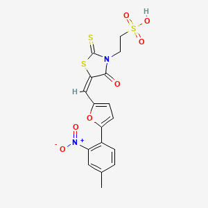 molecular formula C17H14N2O7S3 B2466394 (E)-2-(5-((5-(4-甲基-2-硝基苯基)呋喃-2-基)亚甲基)-4-氧代-2-硫代噻唑烷-3-基)乙磺酸 CAS No. 881818-69-5