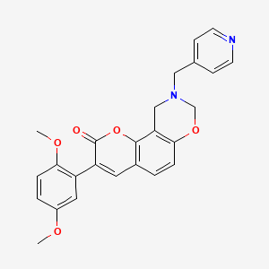 molecular formula C25H22N2O5 B2466420 3-(2,5-二甲氧基苯基)-9-(吡啶-4-基甲基)-9,10-二氢色烯并[8,7-e][1,3]恶嗪-2(8H)-酮 CAS No. 951965-10-9