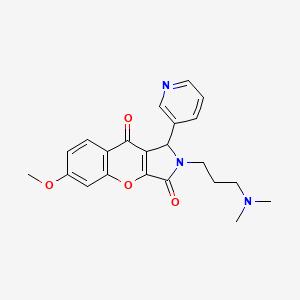 molecular formula C22H23N3O4 B2466423 2-(3-(二甲氨基)丙基)-6-甲氧基-1-(吡啶-3-基)-1,2-二氢苯并[2,3-c]吡咯-3,9-二酮 CAS No. 879580-41-3