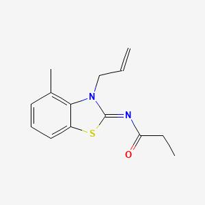 molecular formula C14H16N2OS B2466428 (Z)-N-(3-烯丙基-4-甲基苯并[d]噻唑-2(3H)-亚甲基)丙酰胺 CAS No. 1322277-92-8