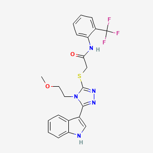 molecular formula C22H20F3N5O2S B2466440 2-((5-(1H-吲哚-3-基)-4-(2-甲氧基乙基)-4H-1,2,4-三唑-3-基)硫代)-N-(2-(三氟甲基)苯基)乙酰胺 CAS No. 852144-85-5