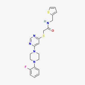 molecular formula C21H22FN5OS2 B2466443 2-((6-(4-(2-氟苯基)哌嗪-1-基)嘧啶-4-基)硫代)-N-(噻吩-2-基甲基)乙酰胺 CAS No. 1171157-55-3