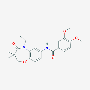 molecular formula C22H26N2O5 B2466445 N-(5-乙基-3,3-二甲基-4-氧代-2,3,4,5-四氢苯并[b][1,4]噁唑-7-基)-3,4-二甲氧基苯甲酰胺 CAS No. 921560-29-4