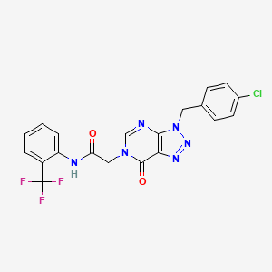 molecular formula C20H14ClF3N6O2 B2466454 2-[3-(4-氯苄基)-7-氧代-3,7-二氢-6H-[1,2,3]三唑并[4,5-d]嘧啶-6-基]-N-[2-(三氟甲基)苯基]乙酰胺 CAS No. 892475-16-0