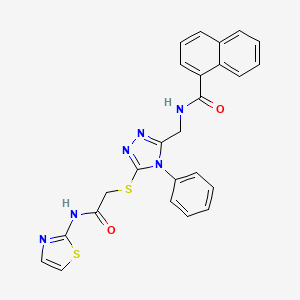 molecular formula C25H20N6O2S2 B2466459 N-[[5-[2-oxo-2-(1,3-thiazol-2-ylamino)ethyl]sulfanyl-4-phenyl-1,2,4-triazol-3-yl]methyl]naphthalene-1-carboxamide CAS No. 393873-80-8