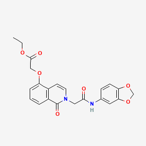 molecular formula C22H20N2O7 B2466466 Ethyl 2-[2-[2-(1,3-benzodioxol-5-ylamino)-2-oxoethyl]-1-oxoisoquinolin-5-yl]oxyacetate CAS No. 868224-12-8