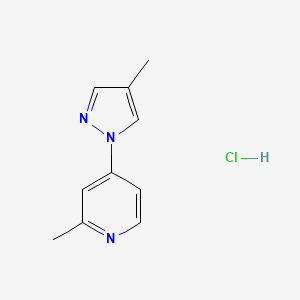 molecular formula C10H12ClN3 B2466469 2-methyl-4-(4-methyl-1H-pyrazol-1-yl)pyridine hydrochloride CAS No. 2320514-79-0