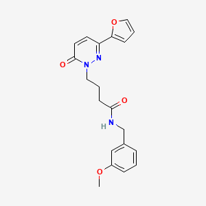 molecular formula C20H21N3O4 B2466470 4-(3-(furan-2-yl)-6-oxopyridazin-1(6H)-yl)-N-(3-methoxybenzyl)butanamide CAS No. 1021037-34-2