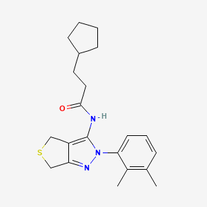 molecular formula C21H27N3OS B2466475 3-环戊基-N-(2-(2,3-二甲基苯基)-4,6-二氢-2H-噻吩[3,4-c]吡唑-3-基)丙酰胺 CAS No. 450343-78-9