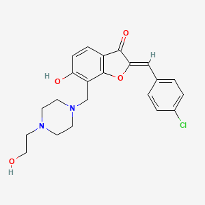 B2466480 (Z)-2-(4-chlorobenzylidene)-6-hydroxy-7-((4-(2-hydroxyethyl)piperazin-1-yl)methyl)benzofuran-3(2H)-one CAS No. 869078-43-3