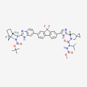 B2466481 2-Azabicyclo[2.2.1]heptane-2-carboxylic acid, 3-[6-[9,9-difluoro-7-[2-[(6S)-5-[(2S)-2-[(methoxycarbonyl)amino]-3-methyl-1-oxobutyl]-5-azaspiro[2.4]hept-6-yl]-1H-imidazol-5-yl]-9H-fluoren-2-yl]-1H-benzimidazol-2-yl]-, 1,1-dimethylethyl ester, (1R,3S,4S)- CAS No. 1256393-27-7