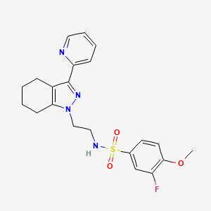 molecular formula C21H23FN4O3S B2466482 3-氟-4-甲氧基-N-(2-(3-(吡啶-2-基)-4,5,6,7-四氢-1H-吲唑-1-基)乙基)苯磺酰胺 CAS No. 1797816-01-3
