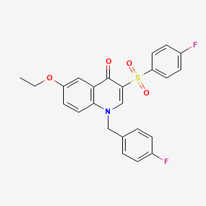 molecular formula C24H19F2NO4S B2466496 6-ethoxy-3-(4-fluorobenzenesulfonyl)-1-[(4-fluorophenyl)methyl]-1,4-dihydroquinolin-4-one CAS No. 866810-27-7