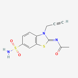 molecular formula C12H11N3O3S2 B2466505 N-(3-丙-2-炔基-6-磺酰胺基-1,3-苯并噻唑-2-亚甲基)乙酰胺 CAS No. 865181-83-5