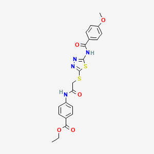 molecular formula C21H20N4O5S2 B2466508 4-[[2-[[5-[(4-甲氧基苯甲酰)氨基]-1,3,4-噻二唑-2-基]硫代]乙酰]氨基]苯甲酸乙酯 CAS No. 392293-19-5