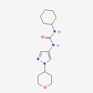 B2466514 1-cyclohexyl-3-(1-(tetrahydro-2H-pyran-4-yl)-1H-pyrazol-4-yl)urea CAS No. 1797351-44-0