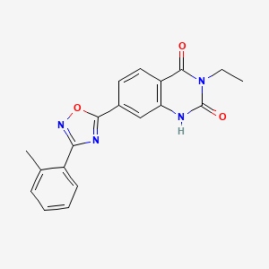 molecular formula C19H16N4O3 B2466525 3-ethyl-7-(3-(o-tolyl)-1,2,4-oxadiazol-5-yl)quinazoline-2,4(1H,3H)-dione CAS No. 1359318-98-1