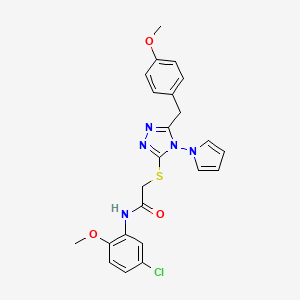 molecular formula C23H22ClN5O3S B2466530 N-(5-chloro-2-methoxyphenyl)-2-({5-[(4-methoxyphenyl)methyl]-4-(1H-pyrrol-1-yl)-4H-1,2,4-triazol-3-yl}sulfanyl)acetamide CAS No. 896306-87-9