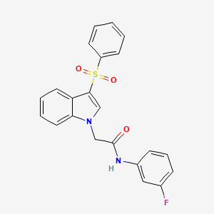 molecular formula C22H17FN2O3S B2466532 N-(3-fluorophenyl)-2-(3-(phenylsulfonyl)-1H-indol-1-yl)acetamide CAS No. 942003-77-2