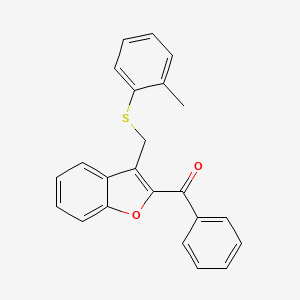 molecular formula C23H18O2S B2466535 (3-{[(2-Methylphenyl)sulfanyl]methyl}-1-benzofuran-2-yl)(phenyl)methanone CAS No. 338424-58-1
