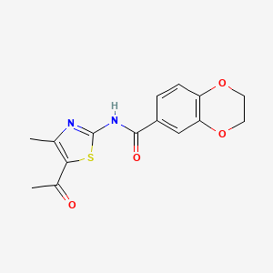 molecular formula C15H14N2O4S B2466536 N-(5-乙酰基-4-甲基噻唑-2-基)-2,3-二氢苯并[b][1,4]二恶杂环-6-甲酰胺 CAS No. 477554-72-6