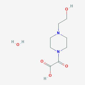 molecular formula C8H16N2O5 B2466540 2-[4-(2-Hydroxyethyl)piperazin-1-yl]-2-oxoacetic acid;hydrate CAS No. 2380087-40-9