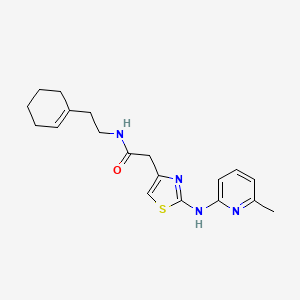 molecular formula C19H24N4OS B2466550 N-(2-(cyclohex-1-en-1-yl)ethyl)-2-(2-((6-methylpyridin-2-yl)amino)thiazol-4-yl)acetamide CAS No. 1226428-03-0