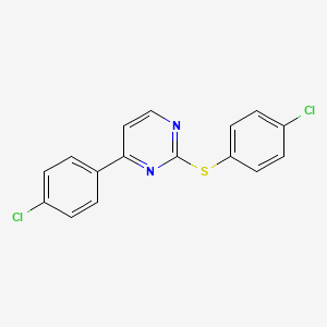 molecular formula C16H10Cl2N2S B2466556 4-(4-氯苯基)-2-[(4-氯苯基)硫代]嘧啶 CAS No. 339106-01-3