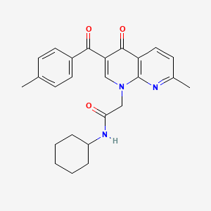 N-cyclohexyl-2-(7-methyl-3-(4-methylbenzoyl)-4-oxo-1,8-naphthyridin-1(4H)-yl)acetamide