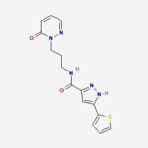 N-(3-(6-oxopyridazin-1(6H)-yl)propyl)-3-(thiophen-2-yl)-1H-pyrazole-5-carboxamide