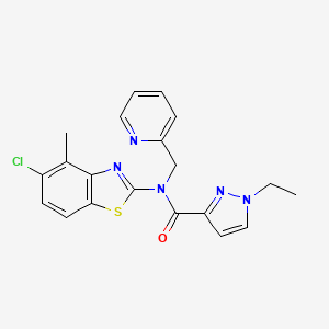 N-(5-chloro-4-methyl-1,3-benzothiazol-2-yl)-1-ethyl-N-[(pyridin-2-yl)methyl]-1H-pyrazole-3-carboxamide