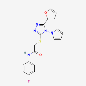 N-(4-fluorophenyl)-2-{[5-(furan-2-yl)-4-(1H-pyrrol-1-yl)-4H-1,2,4-triazol-3-yl]sulfanyl}acetamide